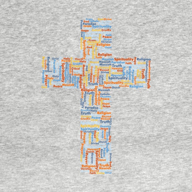 Colour cross word cloud Jesus God truth spirituality Christian design by Mummy_Designs